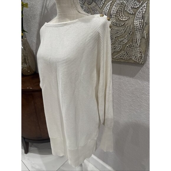 Ralph Lauren Women's Ribbed Ivory Sweater W/Gold Button Detail L - Picture 2 of 8
